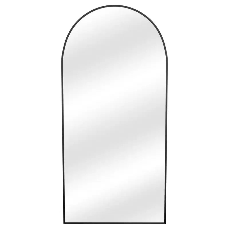 MAYEERTY Black 35.83 x 74.8 Inch Arch Shaped Thin Edged Aluminum Alloy Full Length Mirror with Stand for Living Room and Bedroom Wall Decor