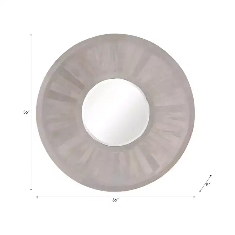 Modern Wood Wall Mirror for Bedroom Decor - Decorative Wall Mirror for Hallway, Entryway, Room, Bathroom, and Dorm Decor - 36, Ivory
