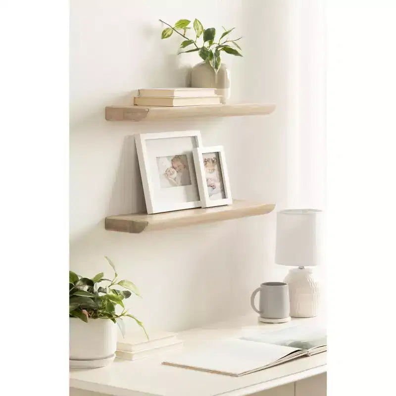 Kate and Laurel Burena Wood Floating Shelves, Natural, 2 Piece 24 Inch