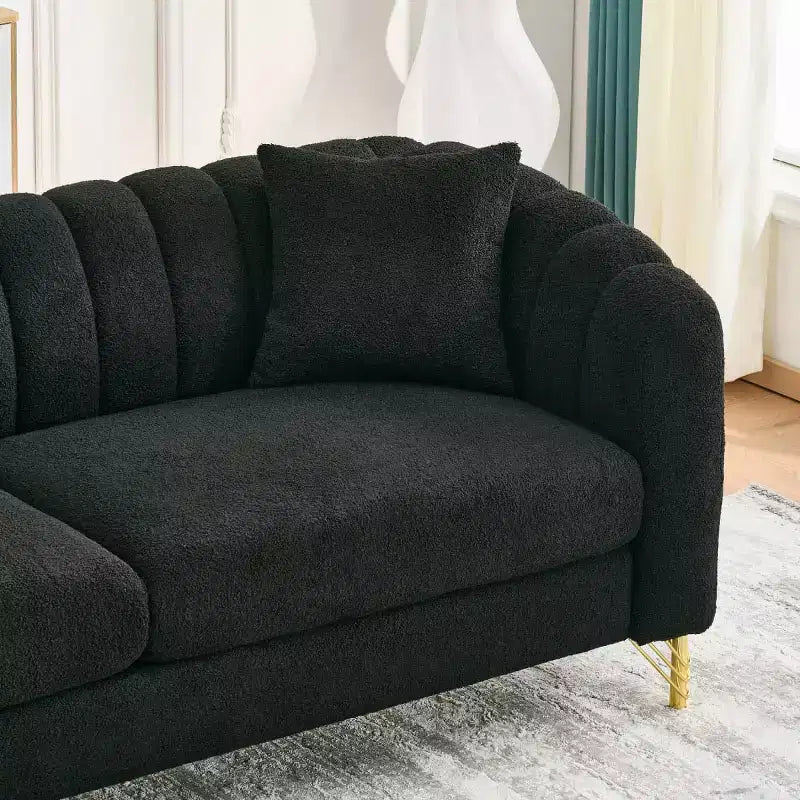 Modern Tufted Loveseat Sofa with Wood Frame and Gold Metal Legs, Chenille DeepSeat Couch for Living Room, Small Space or Apartment - Panipeachy