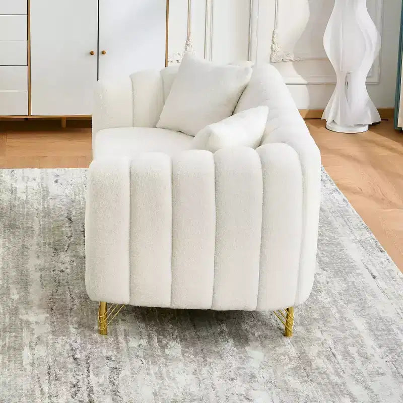 Modern Tufted Loveseat Sofa with Wood Frame and Gold Metal Legs, Chenille DeepSeat Couch for Living Room, Small Space or Apartment - Panipeachy