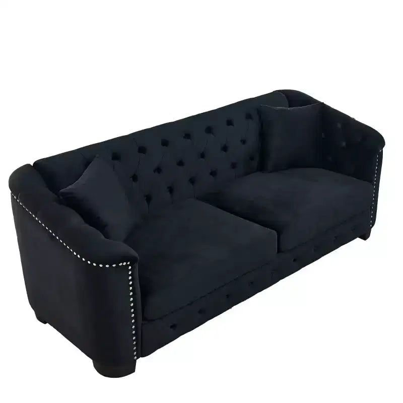 Modern Tufted Loveseat Sofa with Nailhead Trim and Wood Frame, Velvet Chesterfield Sofa for Living Room, Lounge or Apartment - Panipeachy