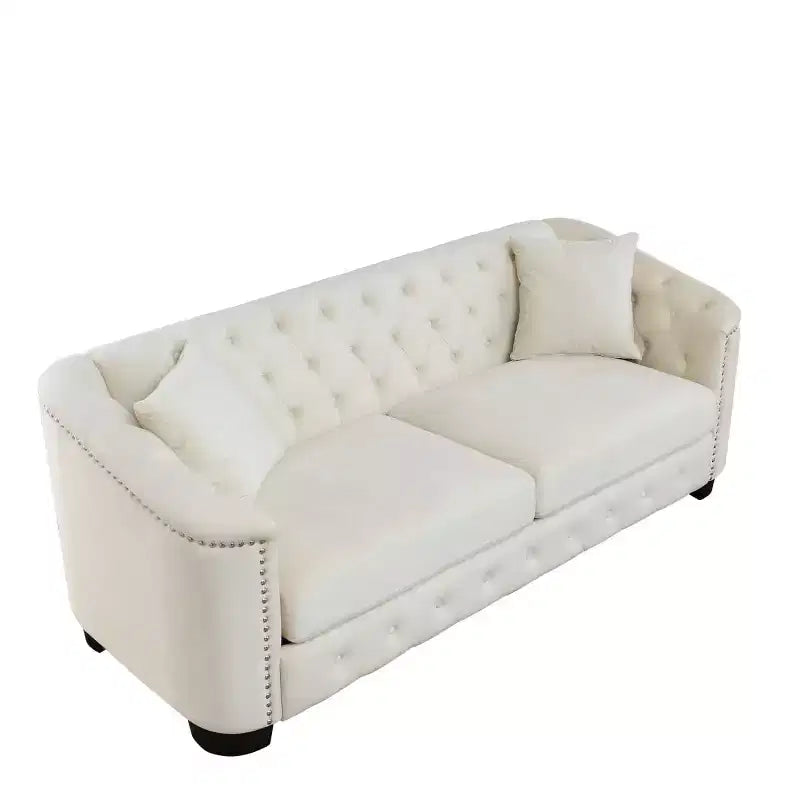 Modern Tufted Loveseat Sofa with Nailhead Trim and Wood Frame, Velvet Chesterfield Sofa for Living Room, Lounge or Apartment - Panipeachy