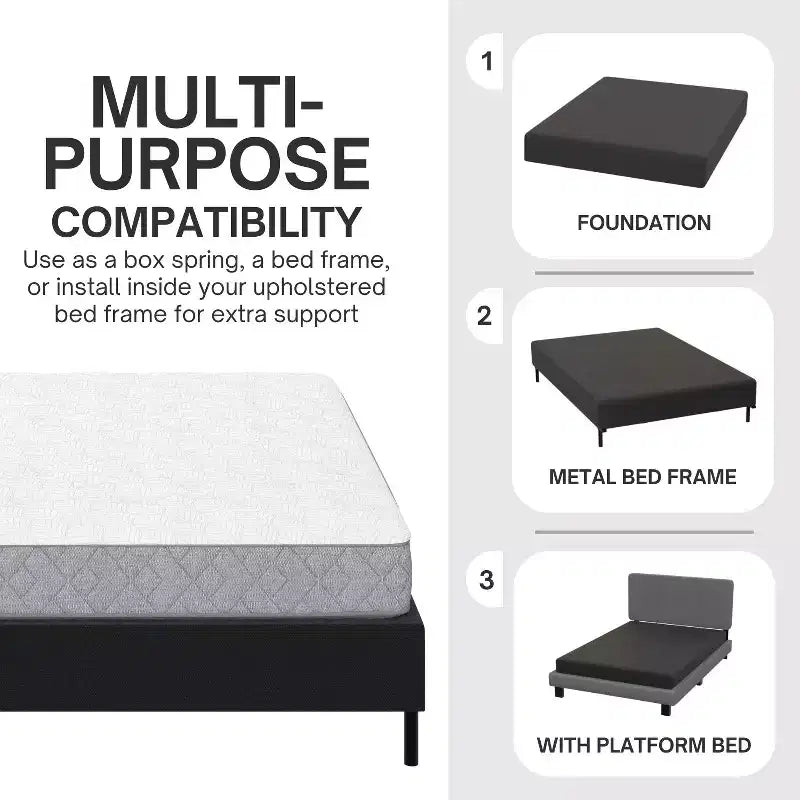 Boyd Sleep Omni 2-in-1 Metal Mattress Foundation & Bed Frame, Roll-Out Slats, Easy Assembly