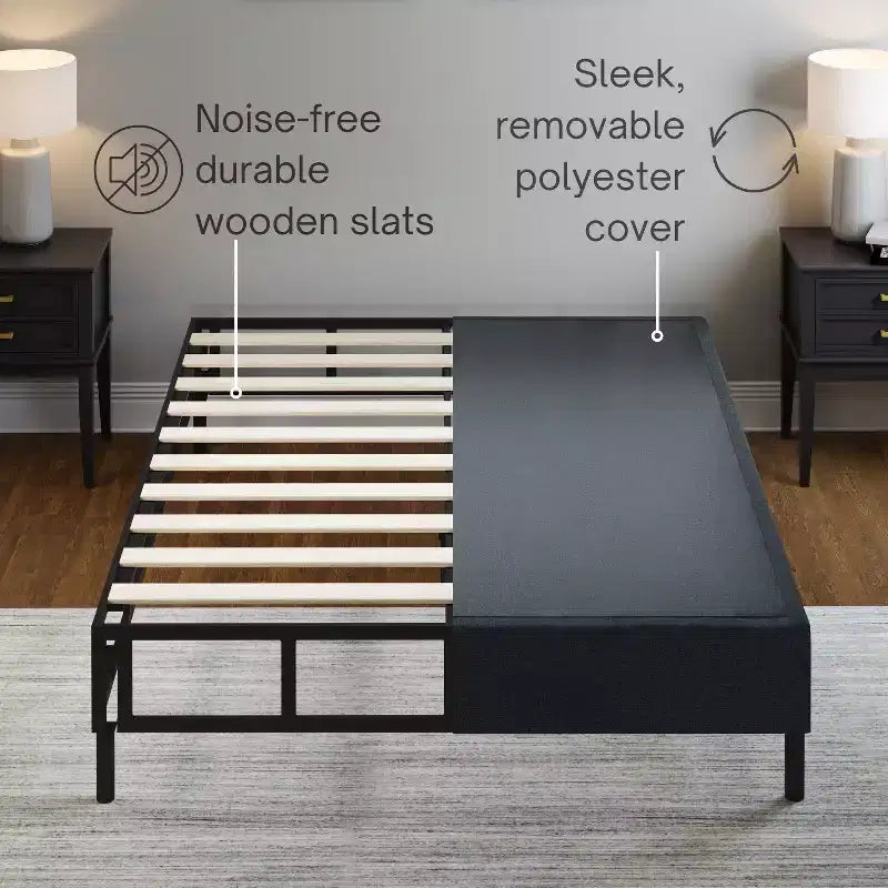 Boyd Sleep Omni 2-in-1 Metal Mattress Foundation & Bed Frame, Roll-Out Slats, Easy Assembly