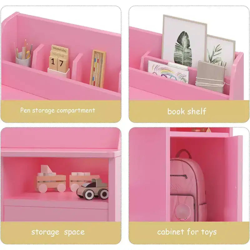 Kids Study Desk & Chair Set for Ages 3-12. Wooden Desk with Hutch & Storage A Growing Learning Center for Bedroom or Playroom.
