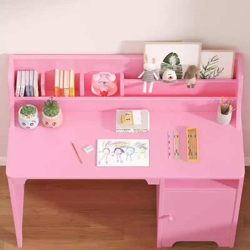 Kids Study Desk & Chair Set for Ages 3-12. Wooden Desk with Hutch & Storage A Growing Learning Center for Bedroom or Playroom.