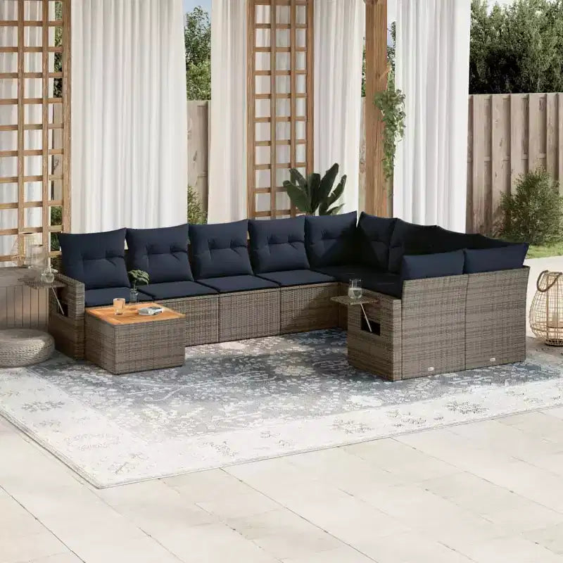 vidaXL Outdoor Sofa Set Solid Acacia Wood and Polyester Natural