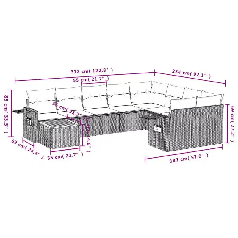 vidaXL Outdoor Sofa Set Solid Acacia Wood and Polyester Natural