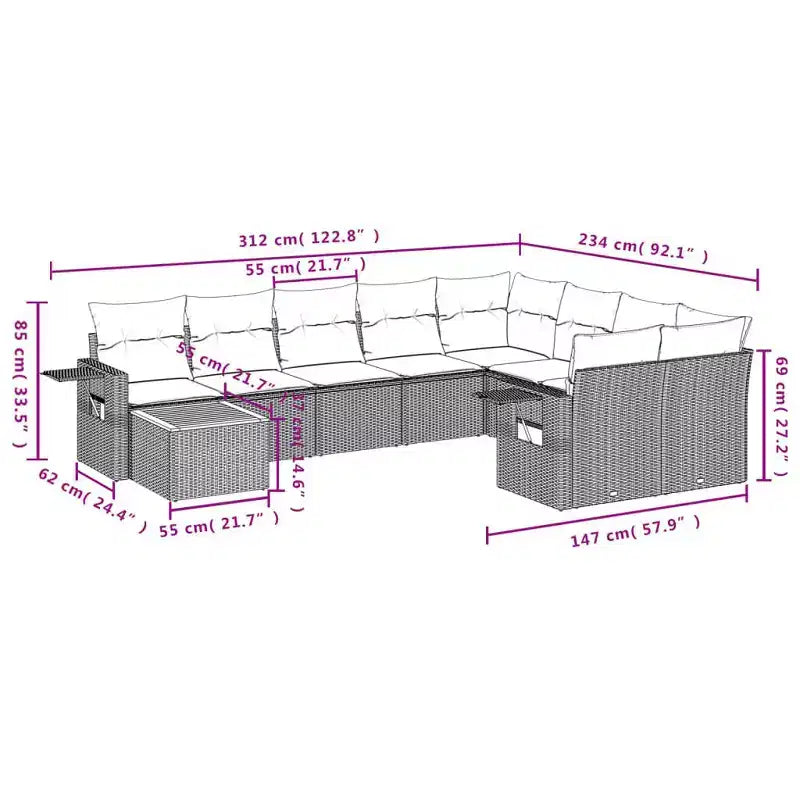 vidaXL Outdoor Sofa Set Solid Acacia Wood and Polyester Natural