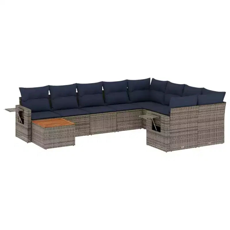 vidaXL Outdoor Sofa Set Solid Acacia Wood and Polyester Natural