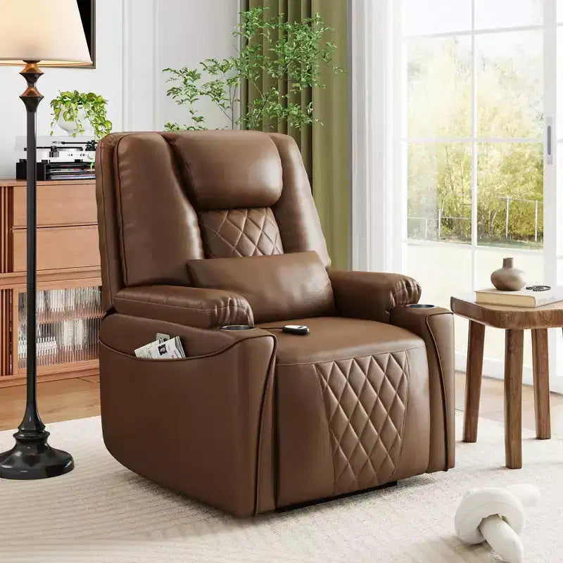 Electric Power Lift Recliner Chair Sofa with Remote, 3-Position Reclining, Side Pockets, USB Ports for Living Room, Faux Leather