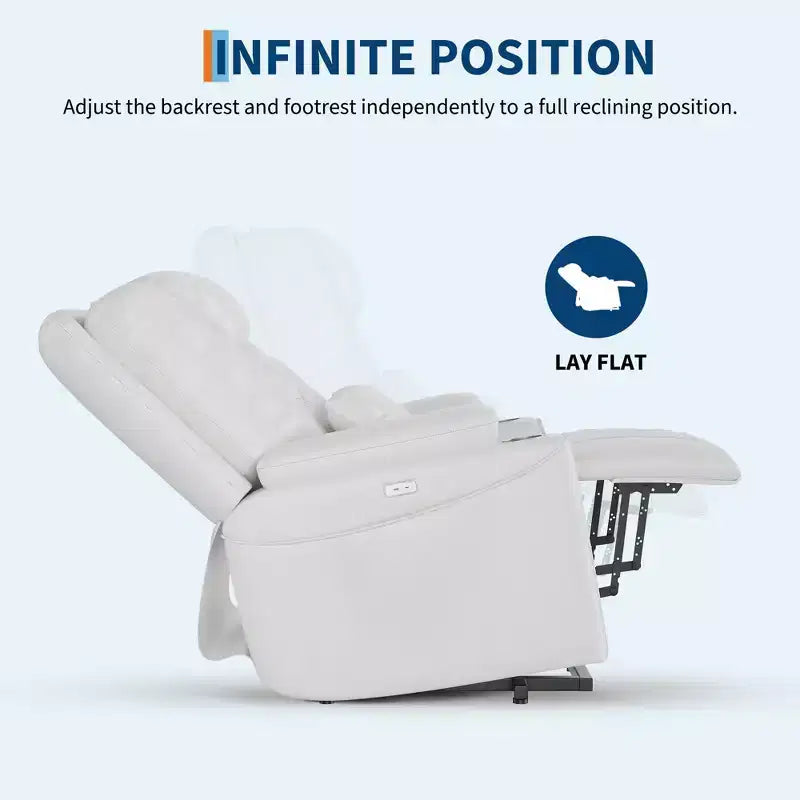 Electric Power Lift Recliner Chair Sofa with Remote, 3-Position Reclining, Side Pockets, USB Ports for Living Room, Faux Leather
