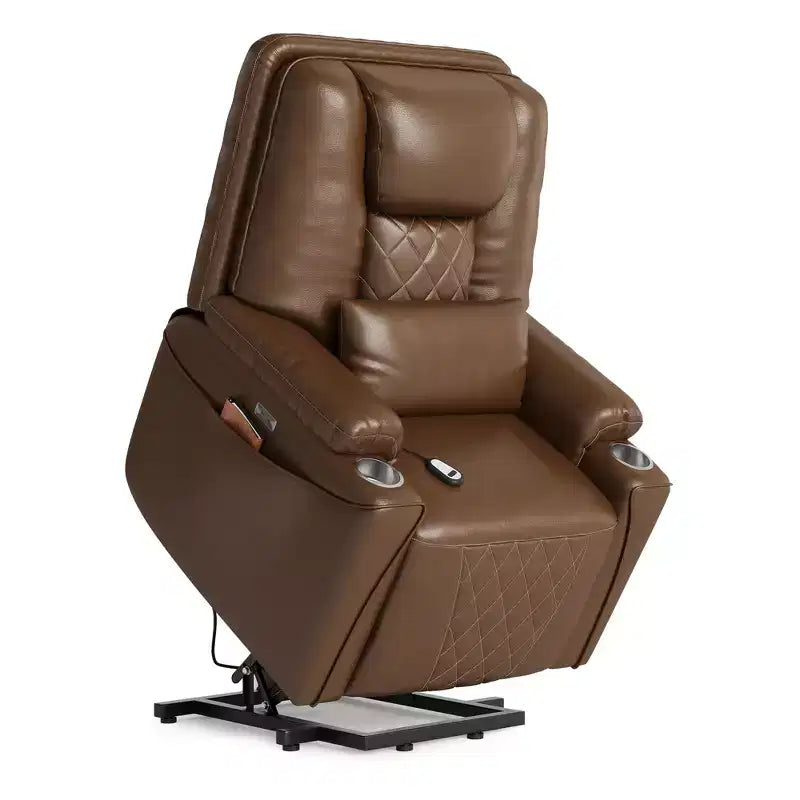 Electric Power Lift Recliner Chair Sofa with Remote, 3-Position Reclining, Side Pockets, USB Ports for Living Room, Faux Leather