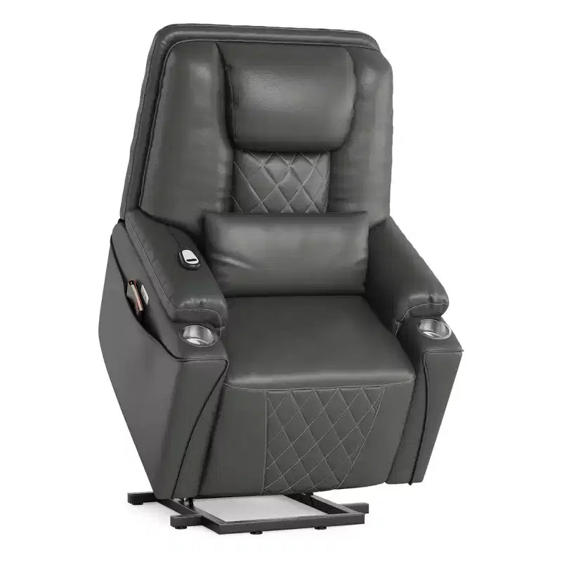 Electric Power Lift Recliner Chair Sofa with Remote, 3-Position Reclining, Side Pockets, USB Ports for Living Room, Faux Leather