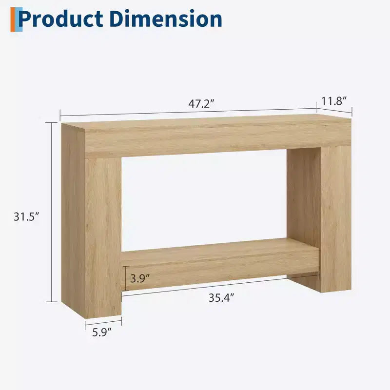 Acekool Farmhouse Console Table for Entryway, 2-Tier Sofa Table with Storage Shelf, Long Rustic Hallway Console Table for Living Room