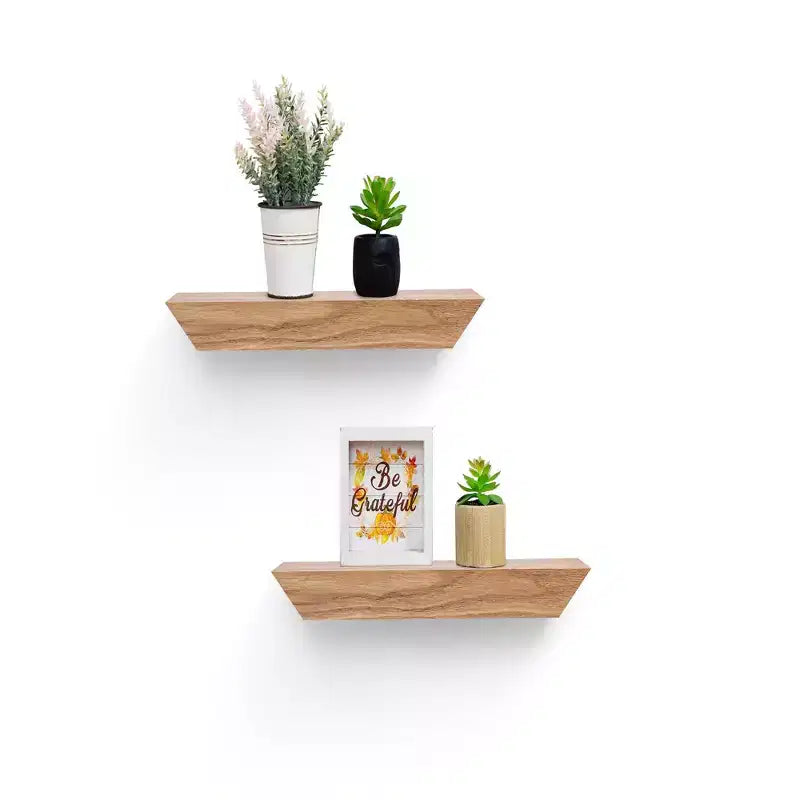 11.81 Maple Floating Shelf C invisible-bracket wood wall mount, perfect bathroom/bedroom/kitchen dcor or book/plant display, easy install.
