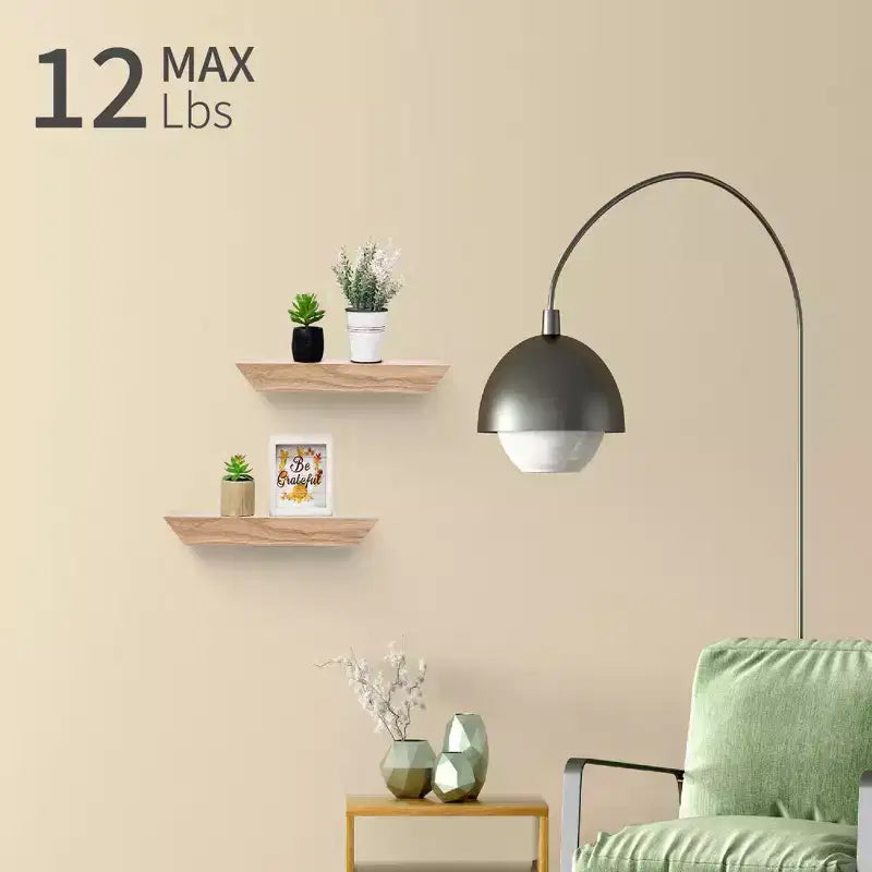 11.81 Maple Floating Shelf C invisible-bracket wood wall mount, perfect bathroom/bedroom/kitchen dcor or book/plant display, easy install.