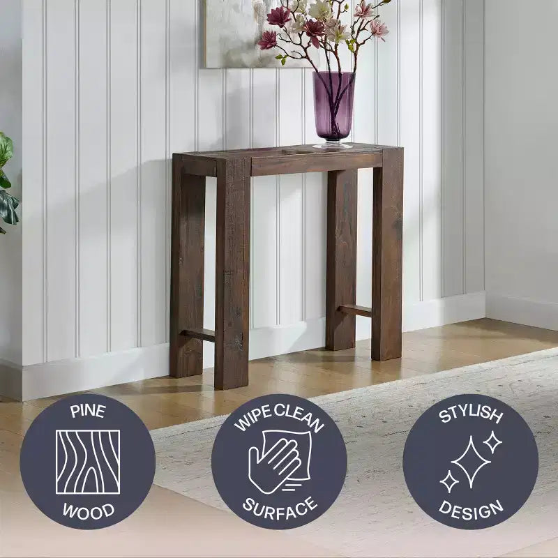 Alaterre Furniture Classic Solid Wood Console Table - 36 Inch Modern Farmhouse Small Entryway Table