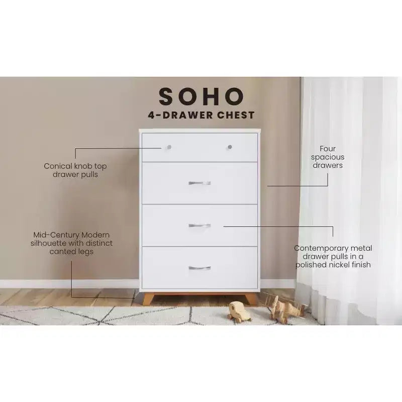 Child Craft SOHO 4 Drawer Chest for Nursery or Bedroom, Plenty of Storage, Anti-Tip Kit Included to Prevent Tipping, Non-Toxic, Baby Safe Finish