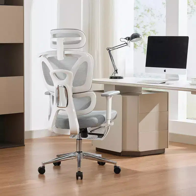 Ergonomic Mesh Office Chair High Back, Adjustable Lumbar Support, Padded Headrest & Footrest, Wide Breathable Seat, Swivel Computer Desk Chair