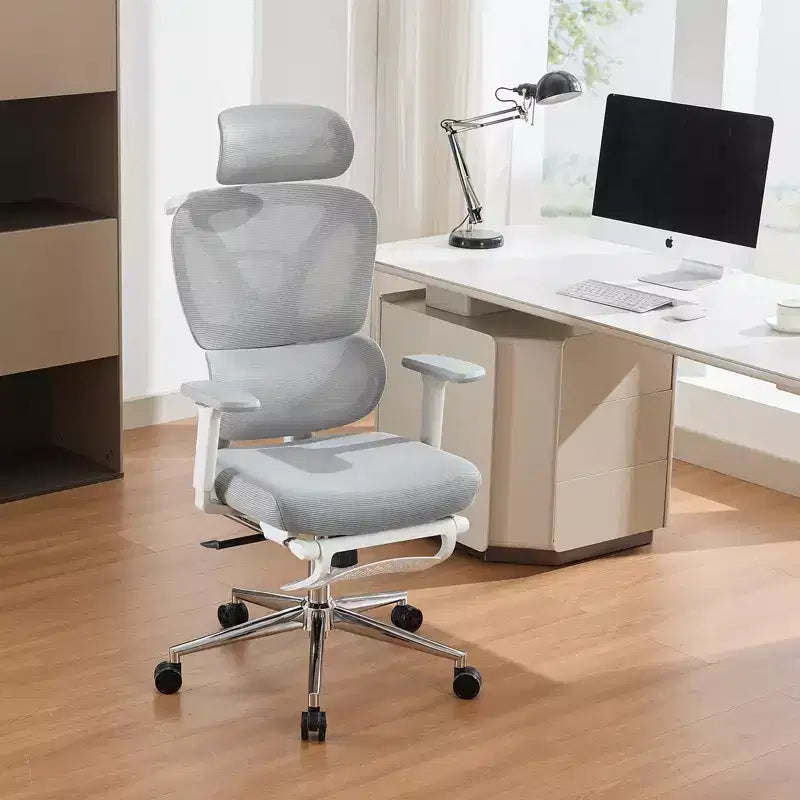 Ergonomic Mesh Office Chair High Back, Adjustable Lumbar Support, Padded Headrest & Footrest, Wide Breathable Seat, Swivel Computer Desk Chair