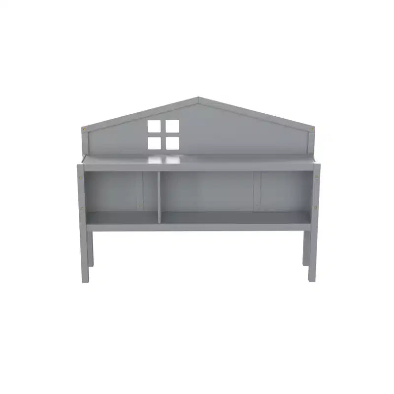 Full Size Montessori Floor Bed Headboard Storage Cabinet Grey