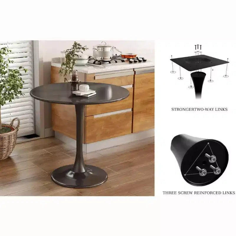Table à manger moderne ronde noire