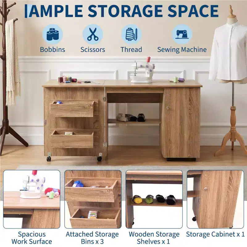 Table de couture pliante et station d'artisanat portable