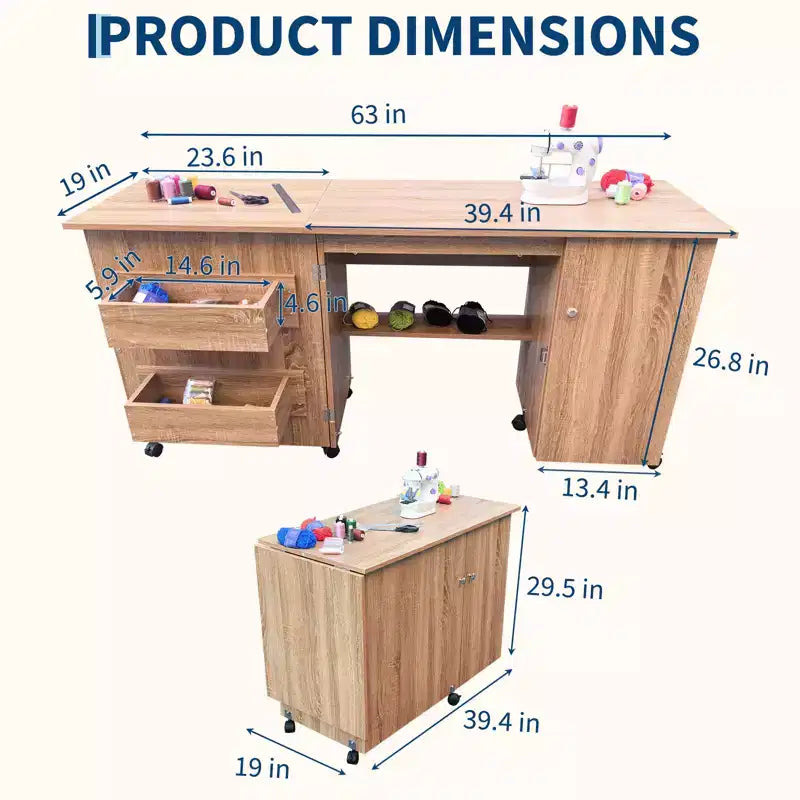 Table de couture pliante et station d'artisanat portable