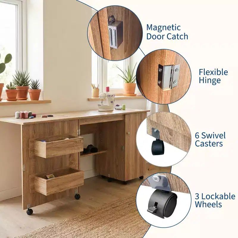 Table de couture pliante et station d'artisanat portable