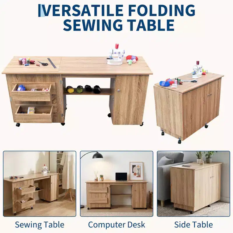 Table de couture pliante et station d'artisanat portable