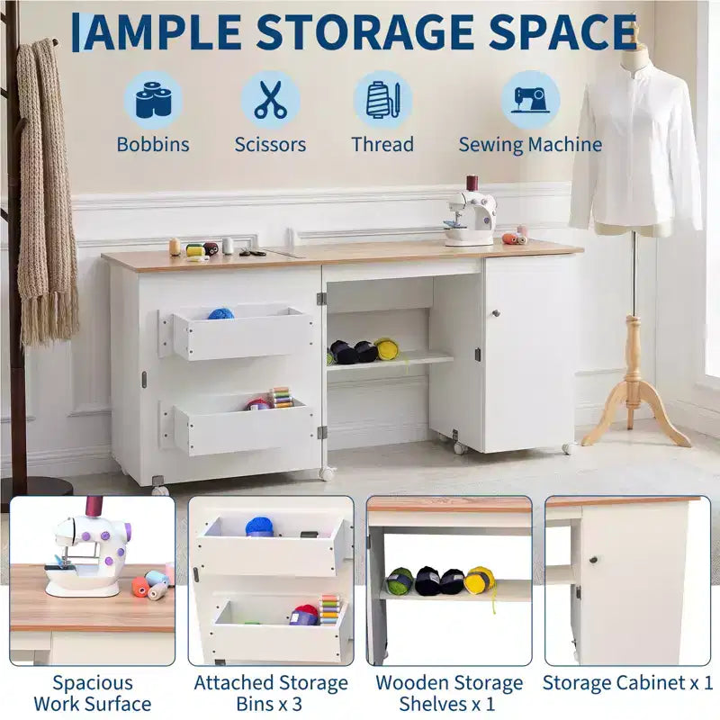 Table de couture pliante et station d'artisanat portable