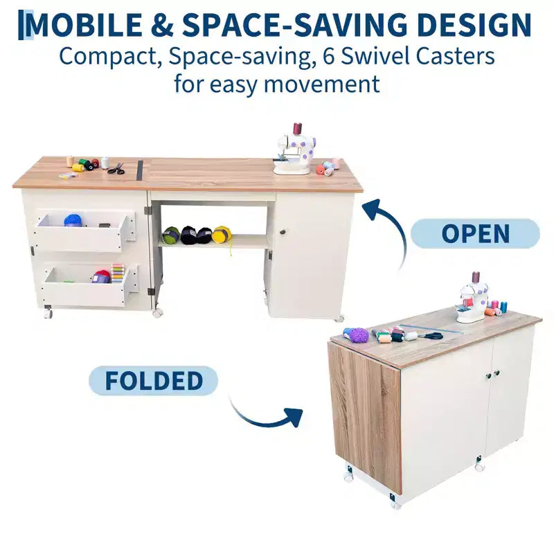 Table de couture pliante et station d'artisanat portable