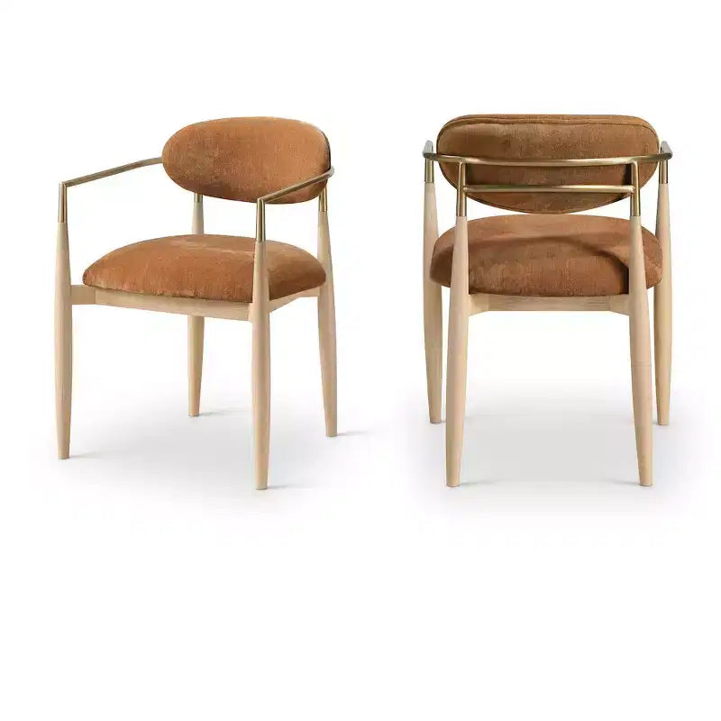 Meridian Furniture Riccio Cognac Performance Fabric Upholstered Dining Arm Chair Set of 2