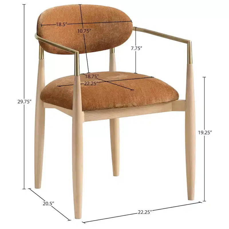 Chaise de salle à manger en tissu couleur cognac