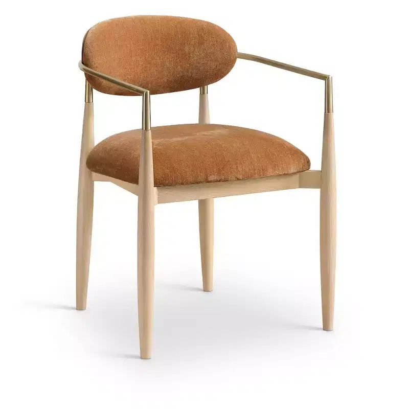Chaise de salle à manger en tissu couleur cognac