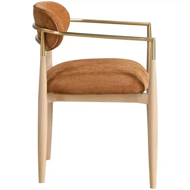 Chaise de salle à manger en tissu couleur cognac