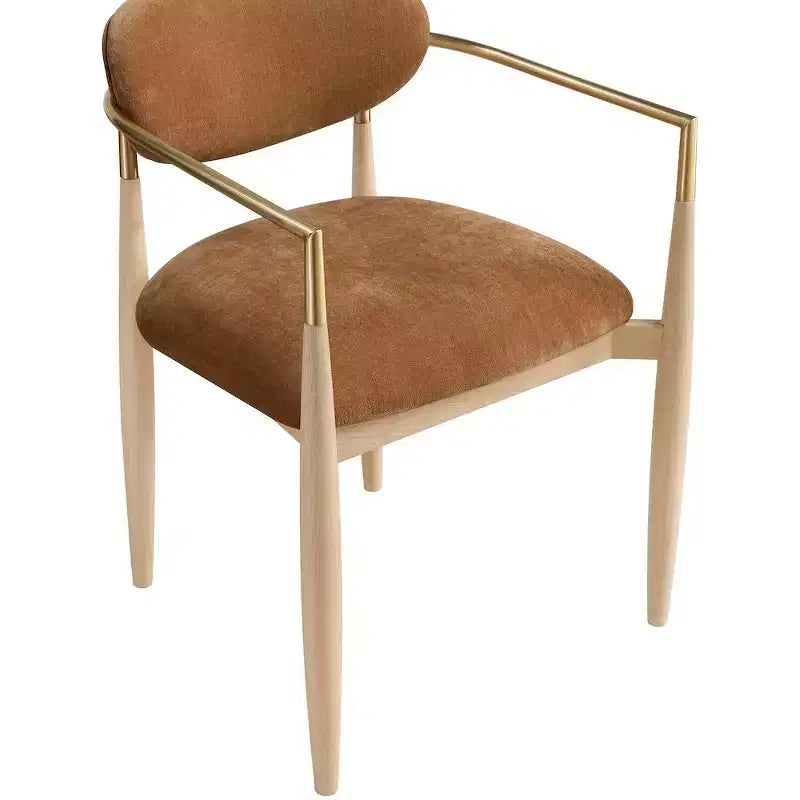 Chaise de salle à manger en tissu couleur cognac