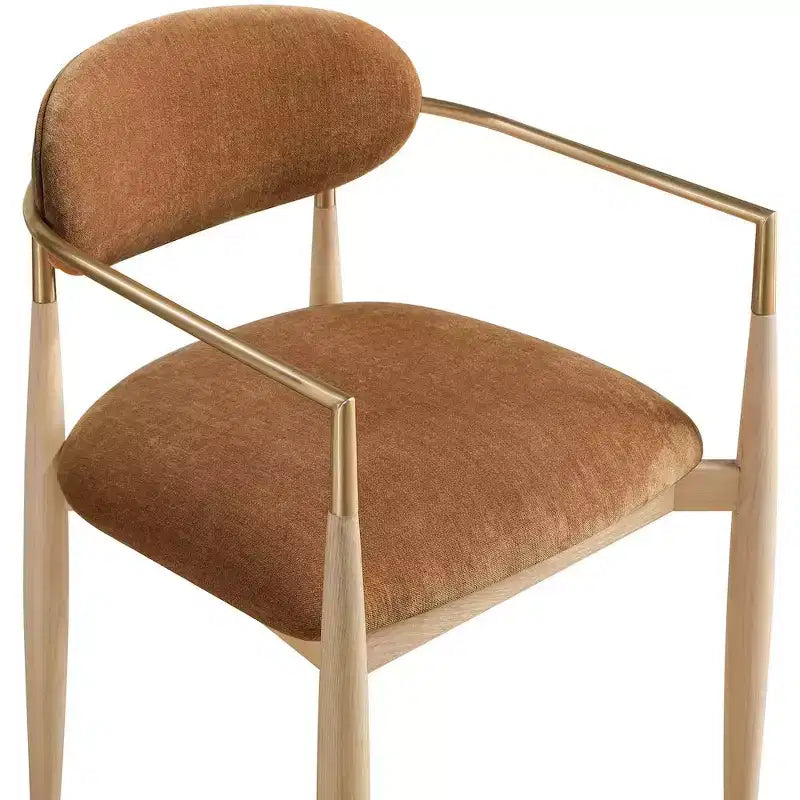Chaise de salle à manger en tissu couleur cognac