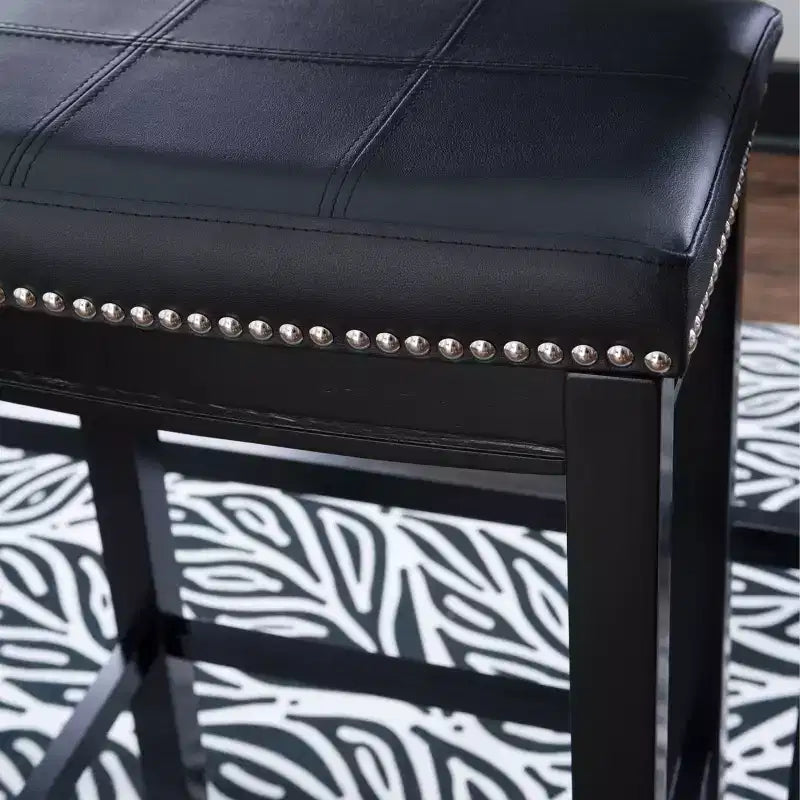 Tabouret de bar rembourré en bois dur