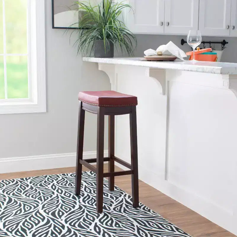 Tabouret de bar rembourré en bois dur