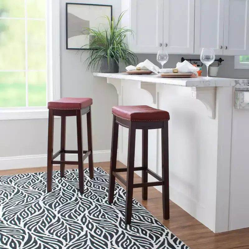 Tabouret de bar rembourré en bois dur