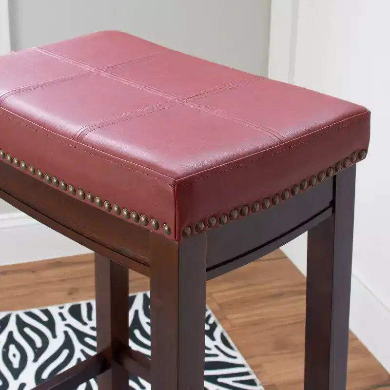Tabouret de bar rembourré en bois dur
