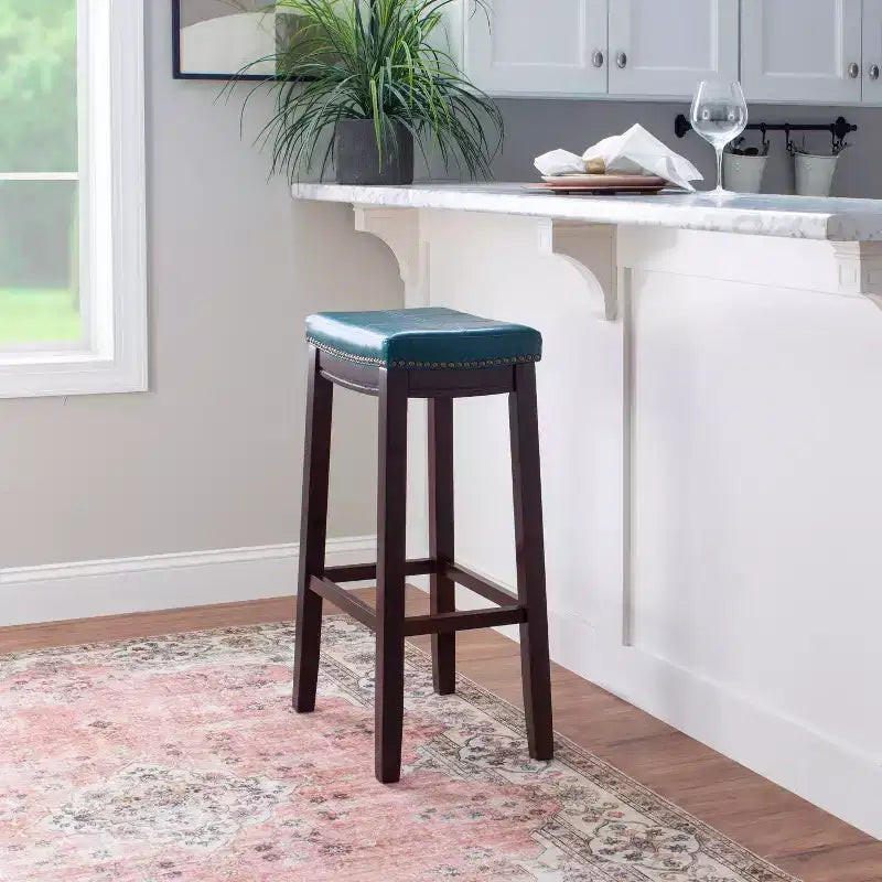 Tabouret de bar rembourré en bois dur