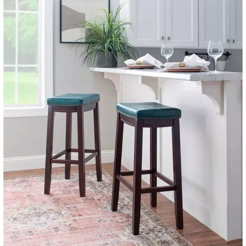 Tabouret de bar rembourré en bois dur