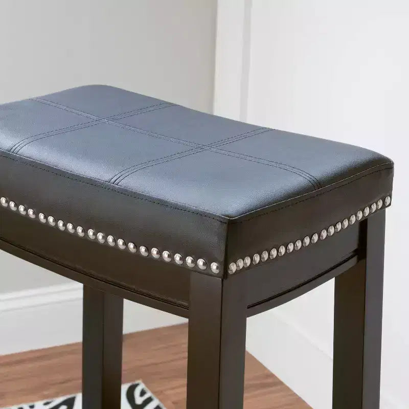 Tabouret de bar rembourré en bois dur