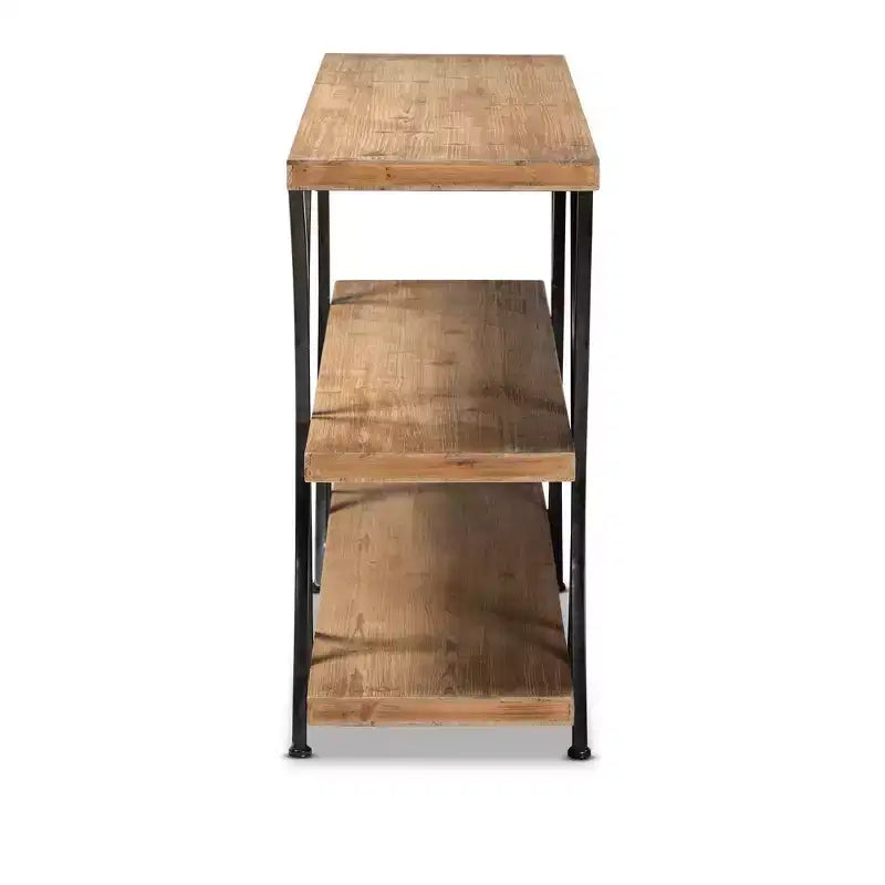 Baxton Studio Terrell Wood and Metal Console Table Brown: Entryway Furniture, Rectangular Sofa Table
