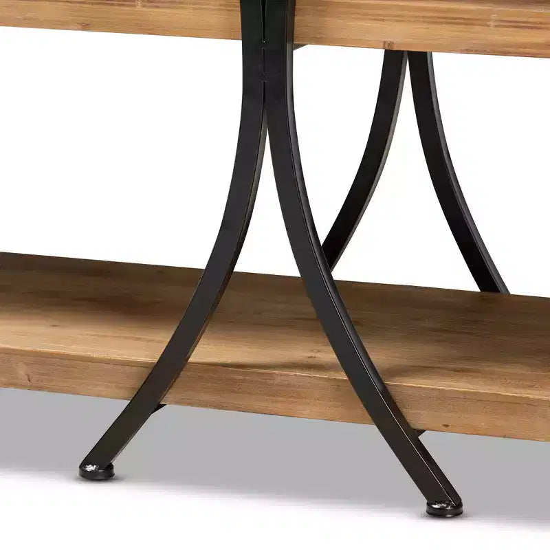 Baxton Studio Terrell Wood and Metal Console Table Brown: Entryway Furniture, Rectangular Sofa Table