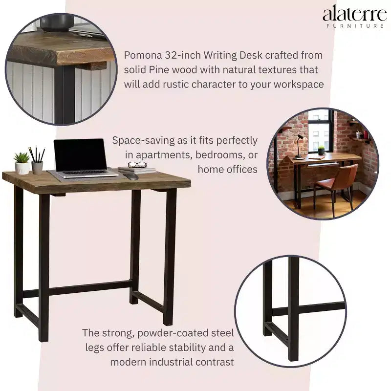 Bureau en métal et bois massif